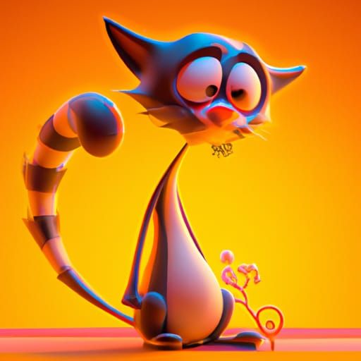 Whimsical Cat in 3D Digital Art Style