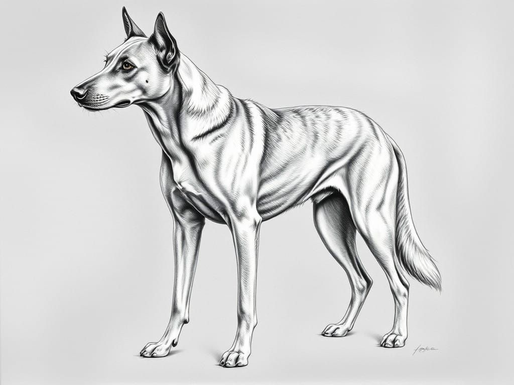 Majestic Dog in Exquisite Pencil Hatching