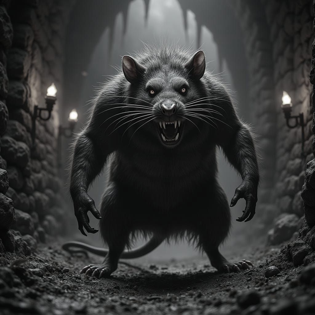 Colossal Rat in Dark Fantasy Dungeon
