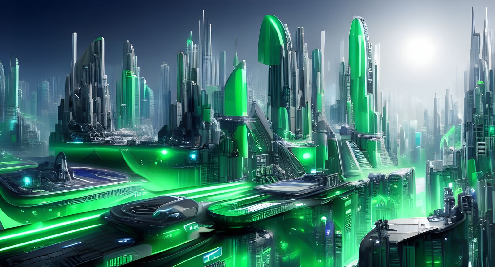 Futuristic Emerald City in Hyperdetailed Digital Art