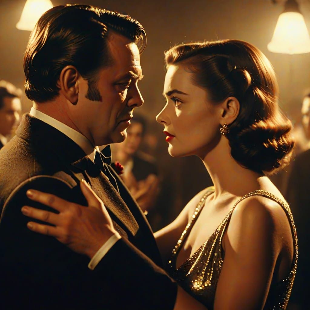 Iconic Goodbye Scene in Moody Film Noir Style