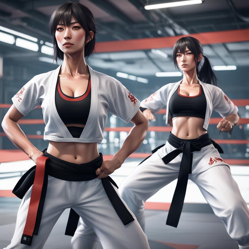 Twin Martial Artist Women in Anime Style
