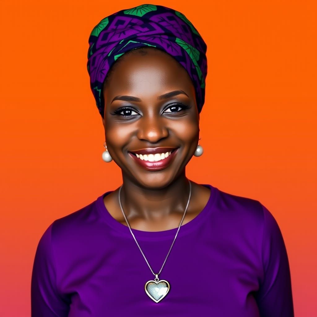 Smiling Woman in Vlisco Headwrap Digital Art