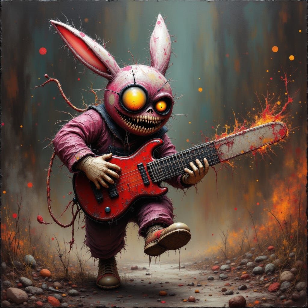 BrokenBunnie Character Running With Chainsaw in Unique Style