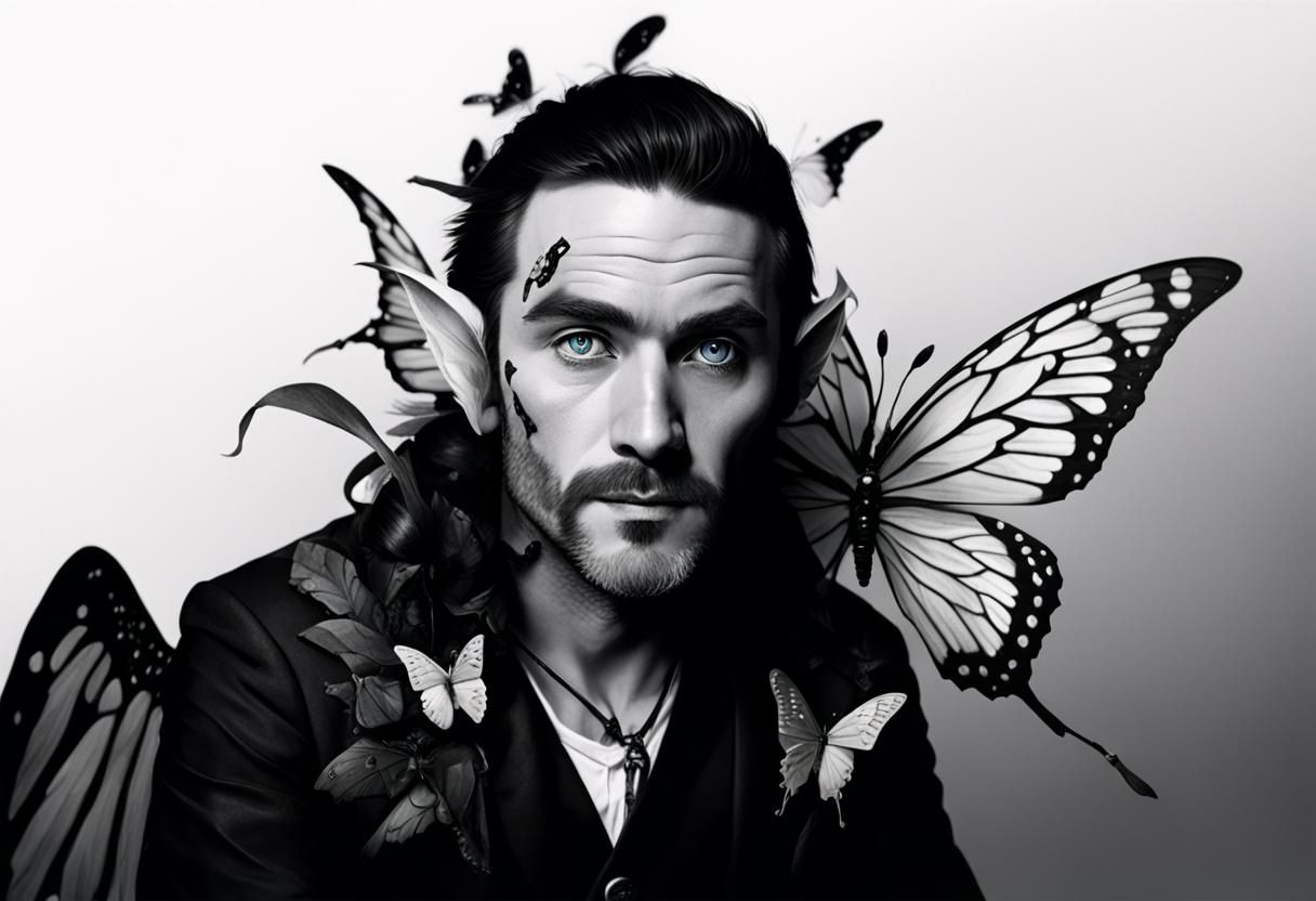 Elf Bard Burgess with Butterfly Wings, 5e Style