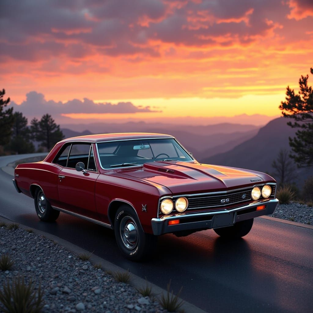 Chibi Chevelle Captures Sunset Splendor on Mountain Road
