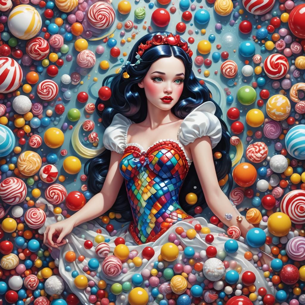 Snow White Space Mermaid in Candy Art Style