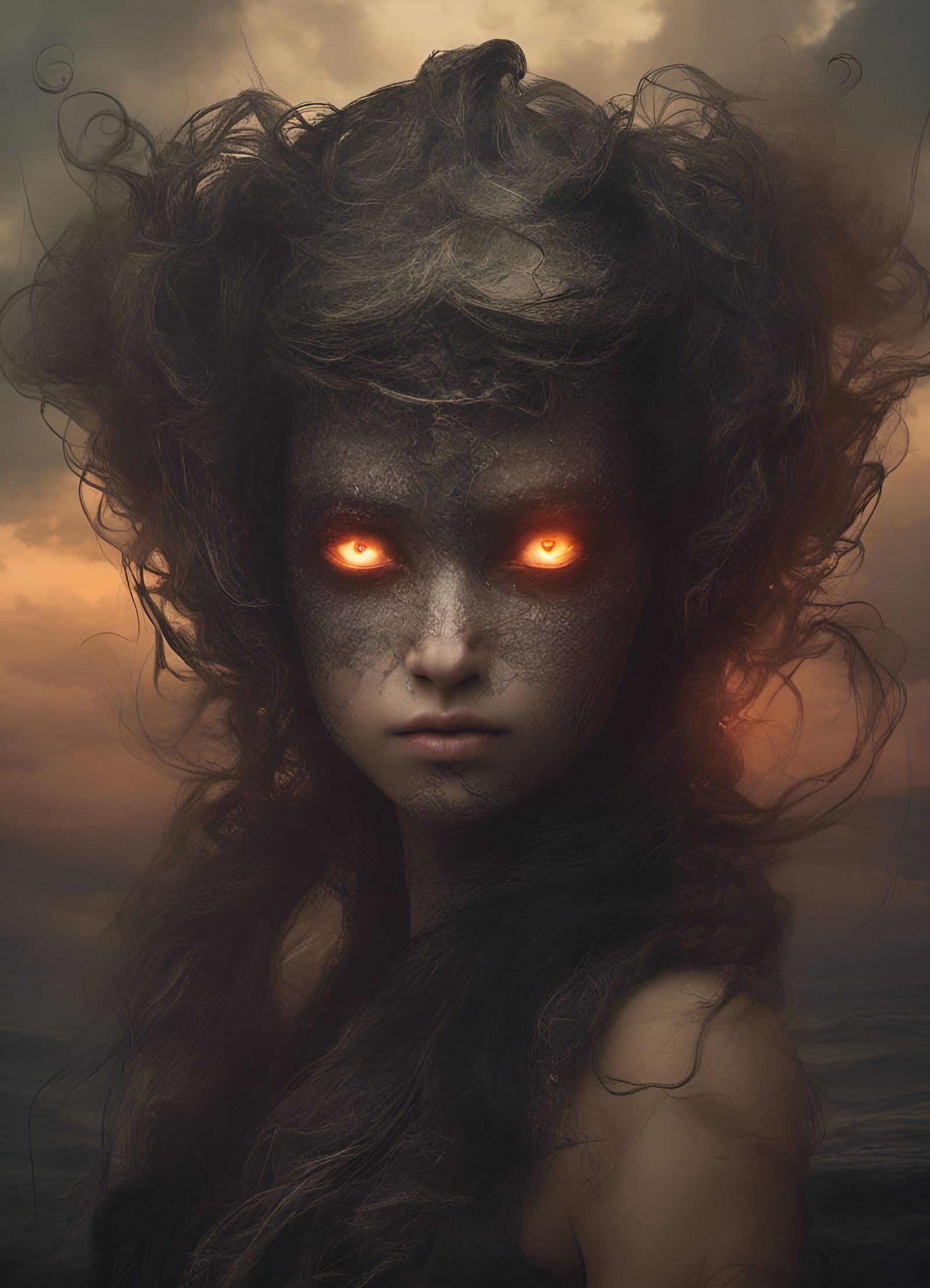 Living Glass Angel Doll on Burning Beach