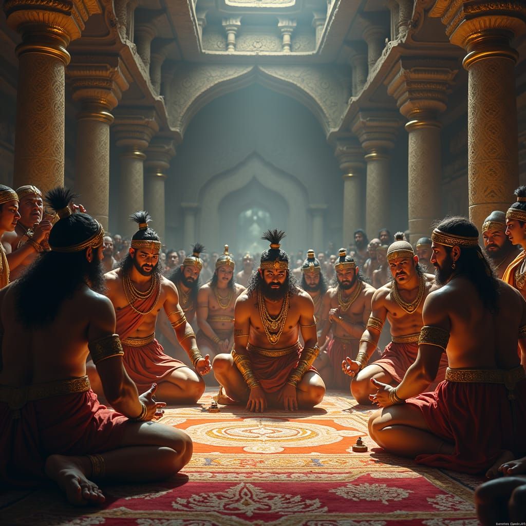 Dice Game in Hastinapura: A Dramatic Royal Court Scene