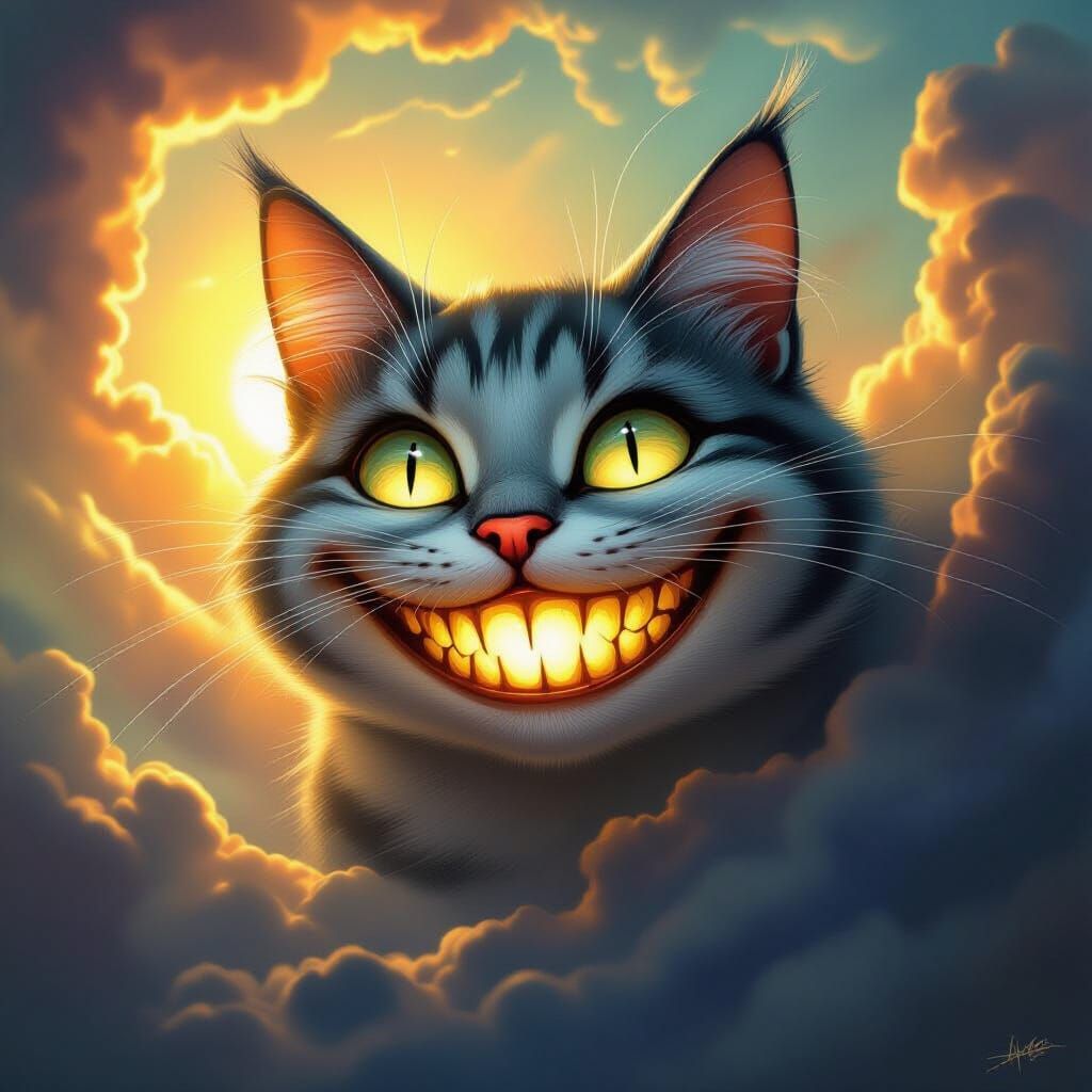 Surreal Cosmic Smile in Dalí and Magritte Style