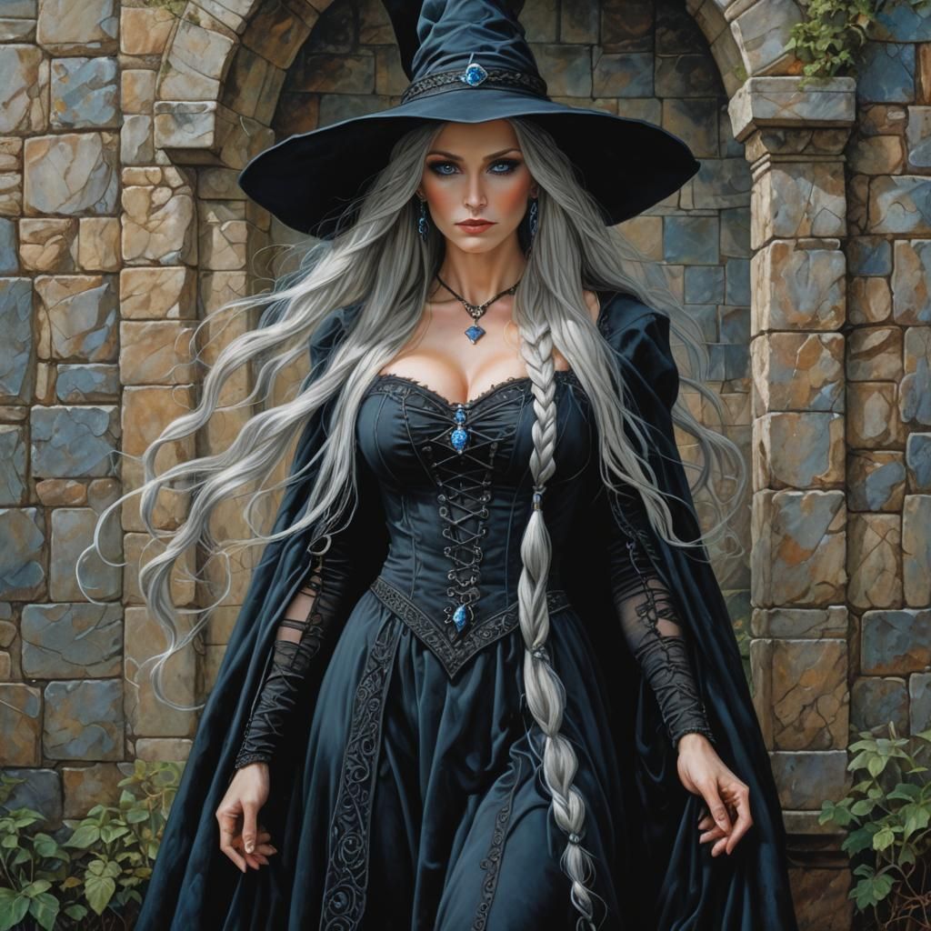 Beautiful Gothic Witch in Poison Garden