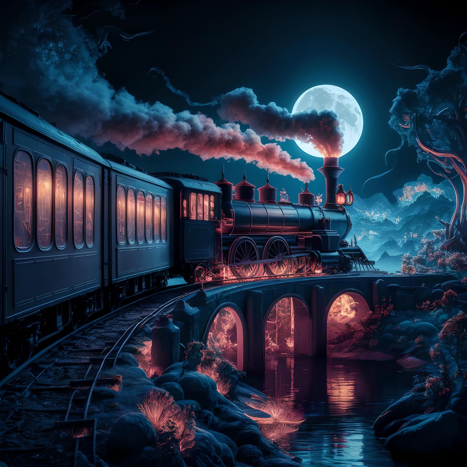 Fantastical Moonlit Train Journey in Unreal Engine