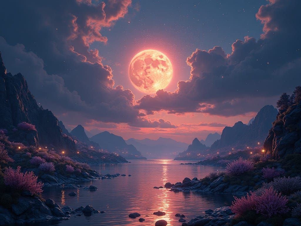 Fairy Queen Guards Bioluminescent Glade as Matte Painting