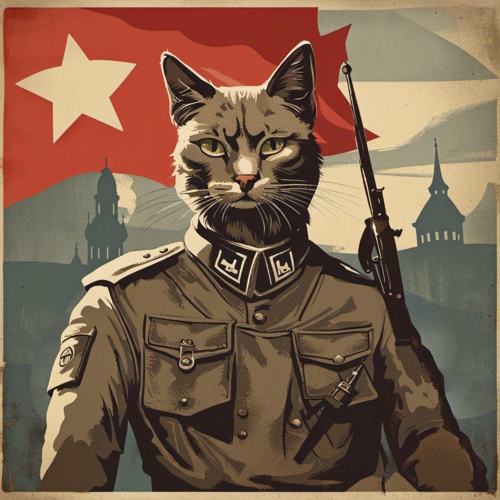 Cat in German Propaganda Art Style