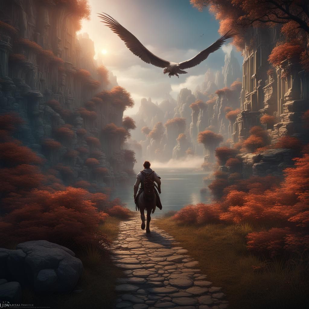 Fantastical Figure Runs, Wishes to Fly: Digital Art