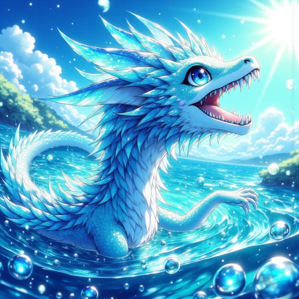 Majestic Aqua Dragon Basks in Warm Sunlight