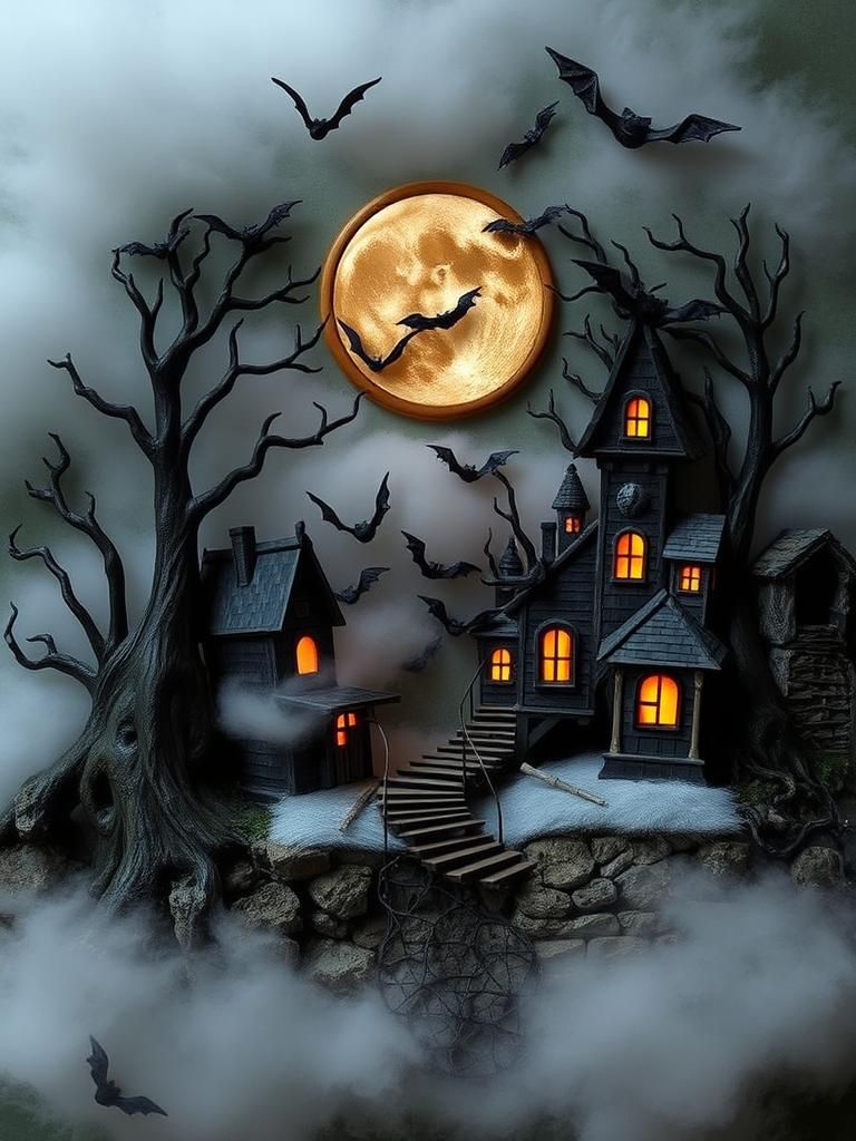 Eerie Coastal Village in Assemblage Style