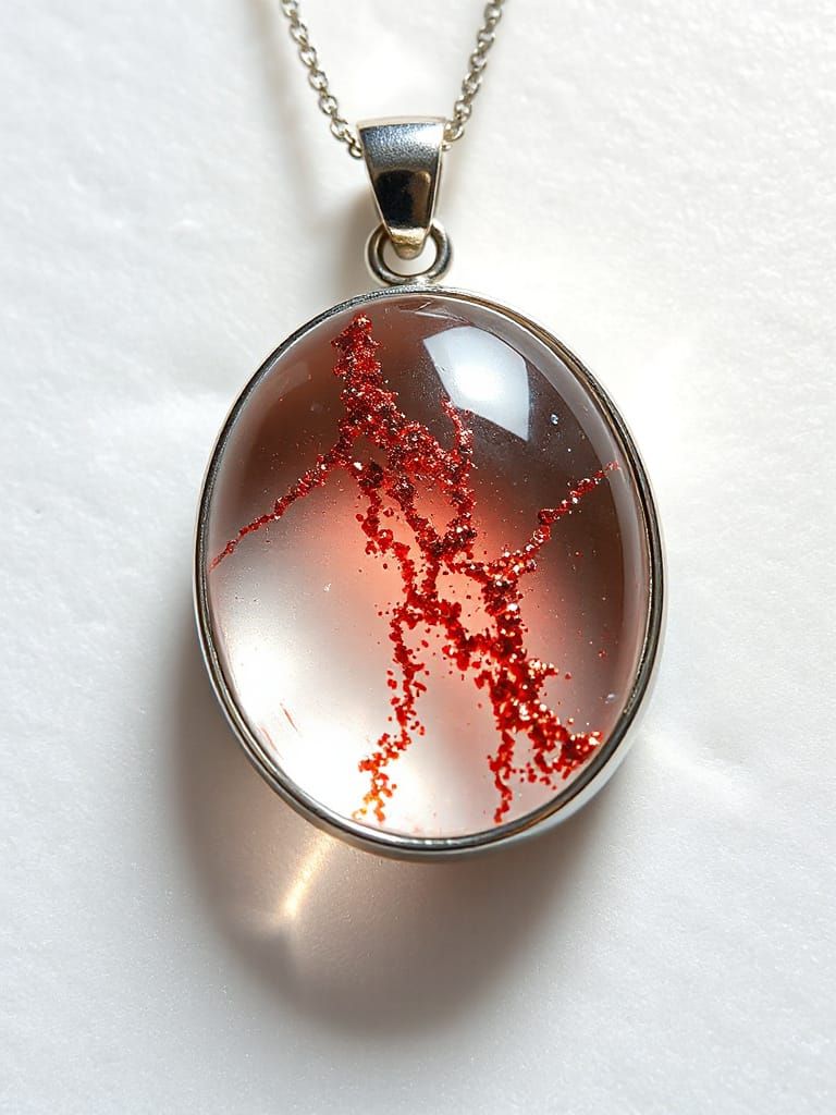 Hematite and Quartz Pendant in Stainless Steel