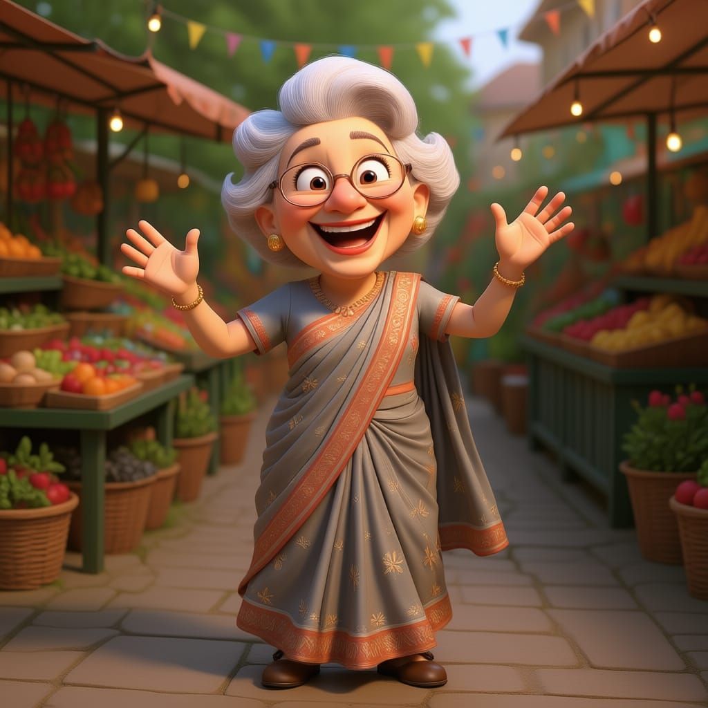 Grandma Dancing in Pixar Style 3D Art