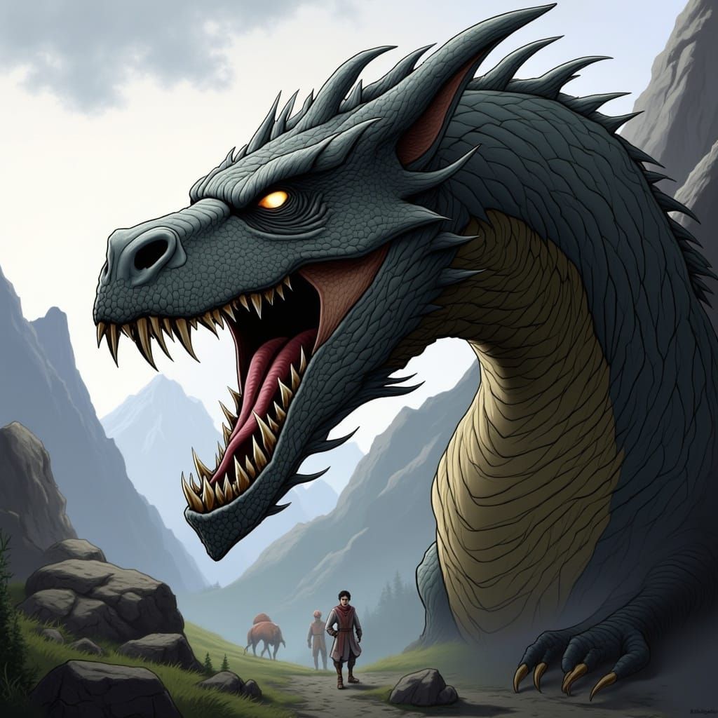 Fierce Dragon Head Digital Illustration