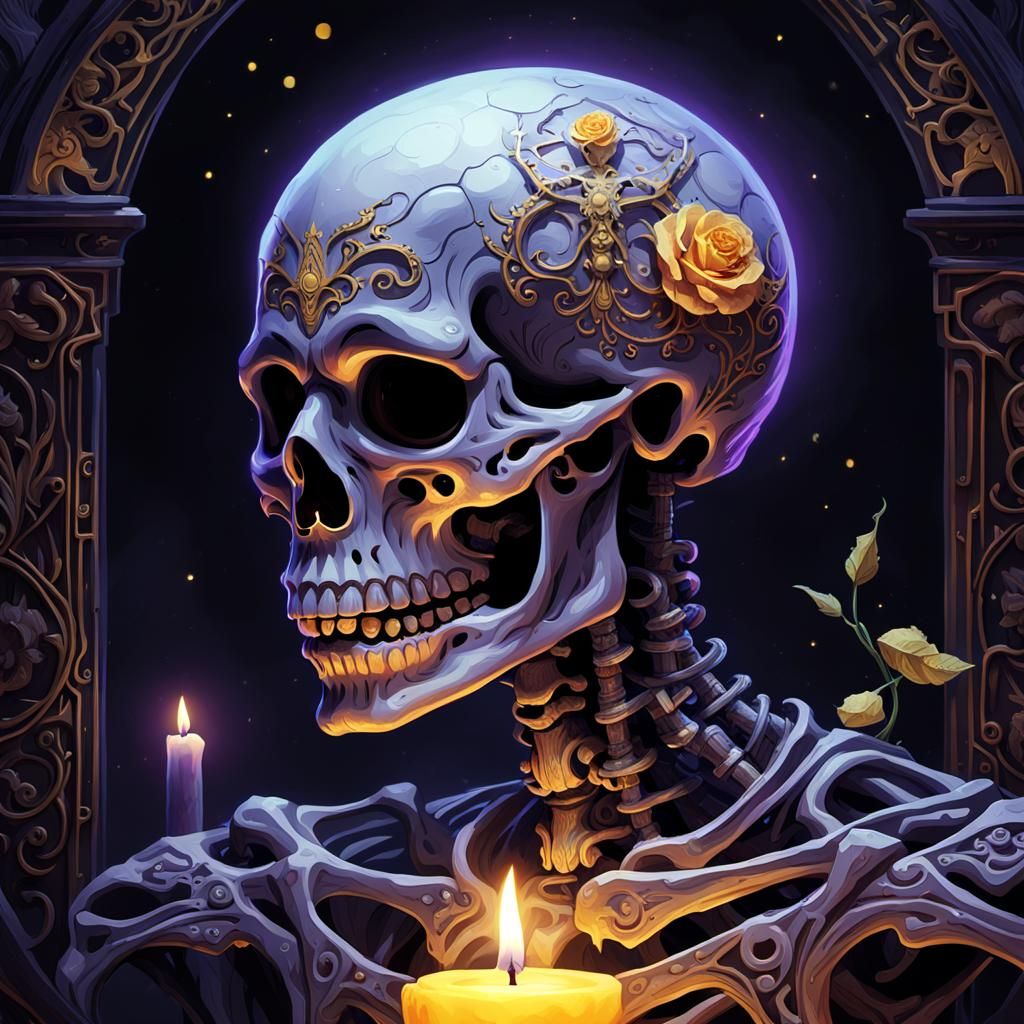 Ethereal Skeleton Portrait in Dark Fantasy Style