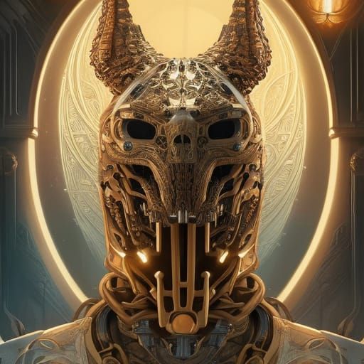 Evil Steampunk Cyborg Portrait: Detailed Digital Art