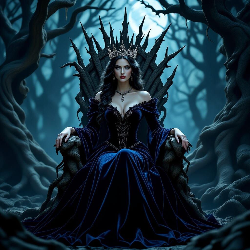 Regal Queen in Gothic Forest Matte Painting