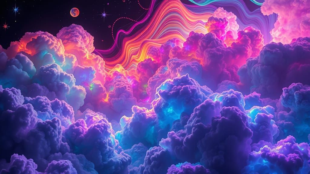 Iridescent Fiberoptic Cables in a Surreal Nebula