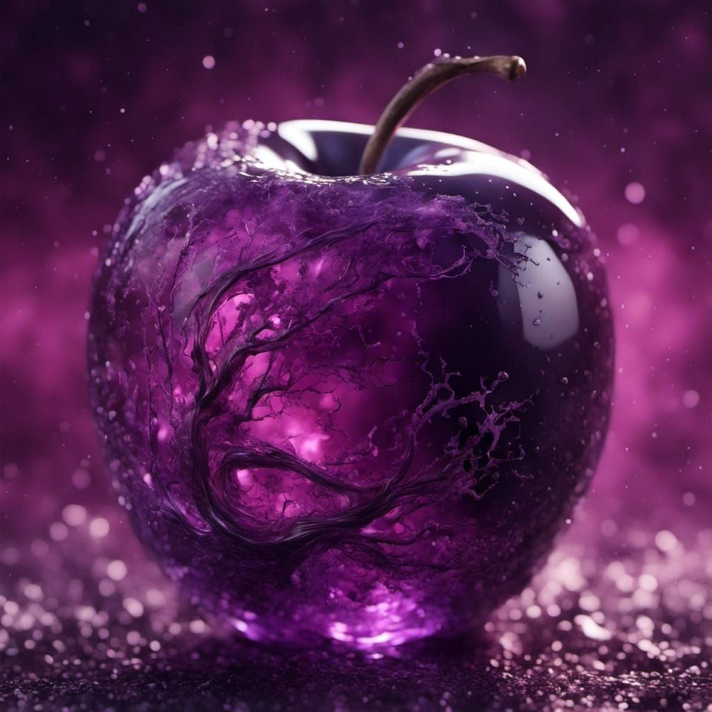 Magical Purple Apple with Glass Texture