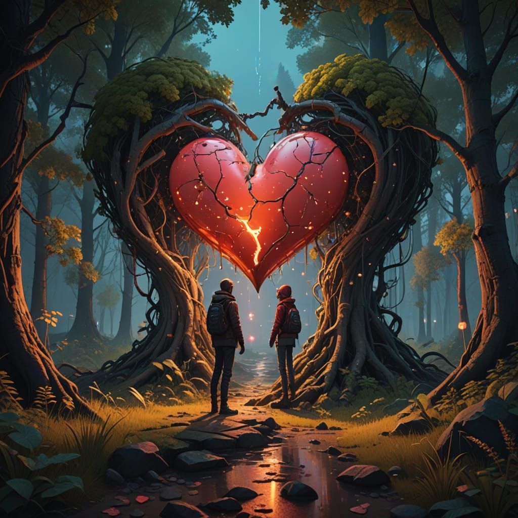 Magical Valentine's Card with Glowing Hearts in Fantasy Conc...