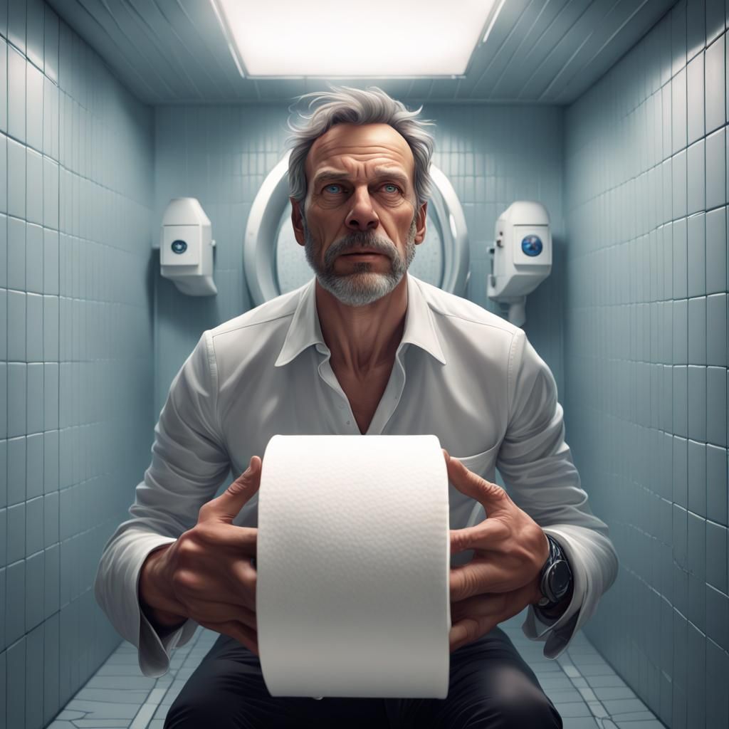 Futuristic Toilet Trouble: A Digital Art Portrait