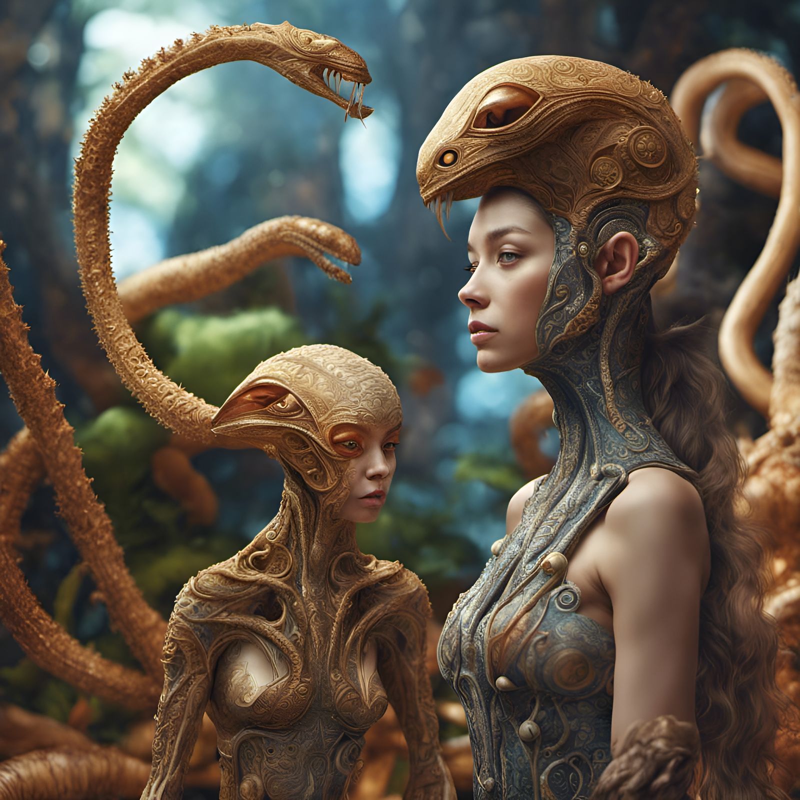 Detailed Alien People and Pets in Magical Realism