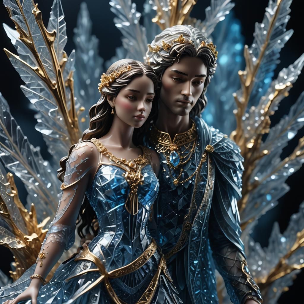 Detailed Crystal Figurine in Hyper-Realistic 3D