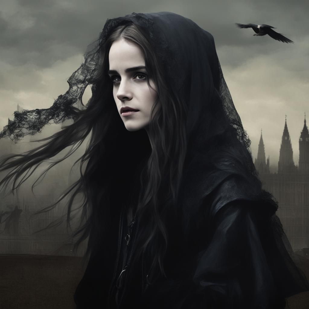 Gothic Emma Watson at Night in London