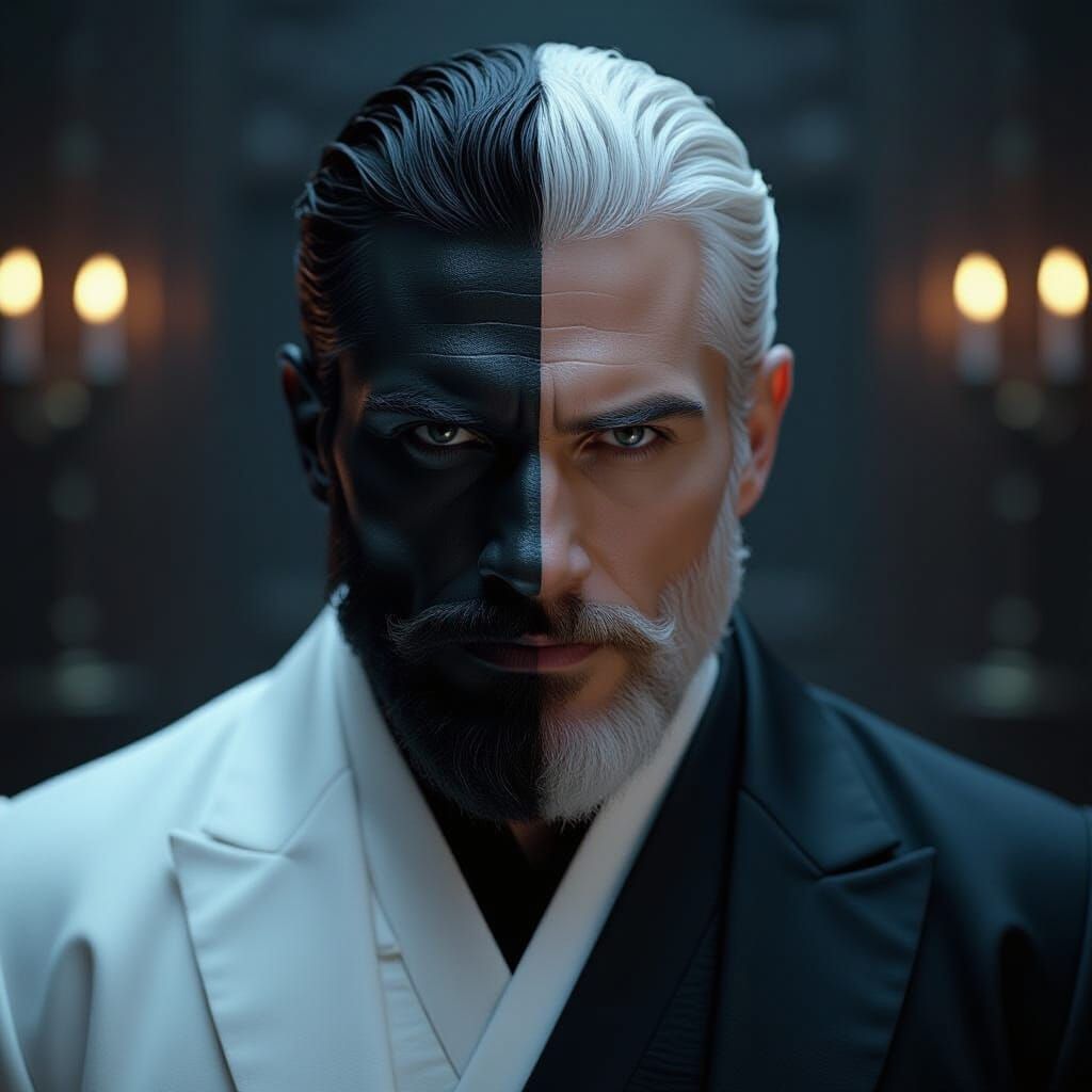 Dual Personality Man in Cinematic Yin and Yang