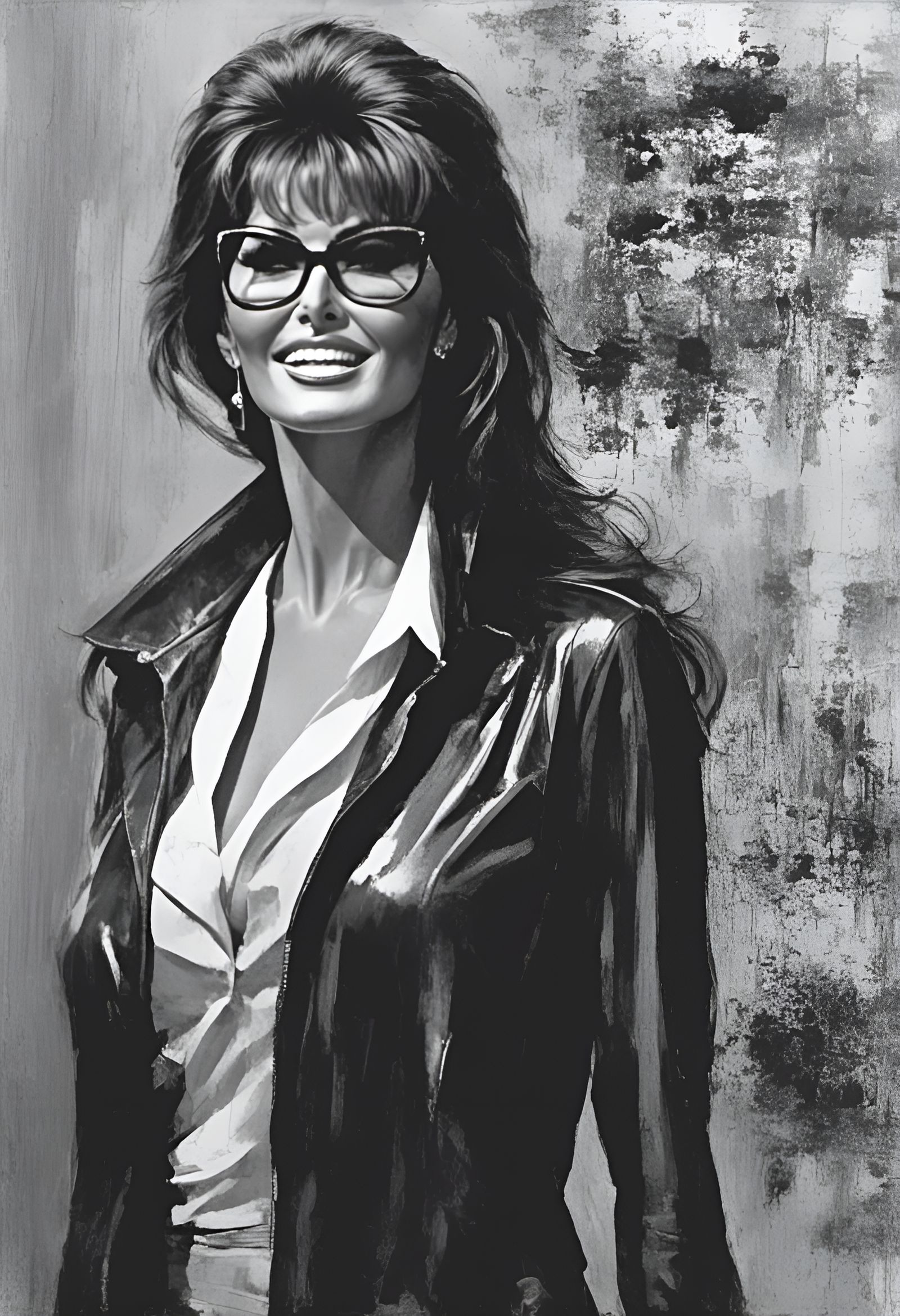 Impressionist Raquel Welch Portrait with Bold Colors