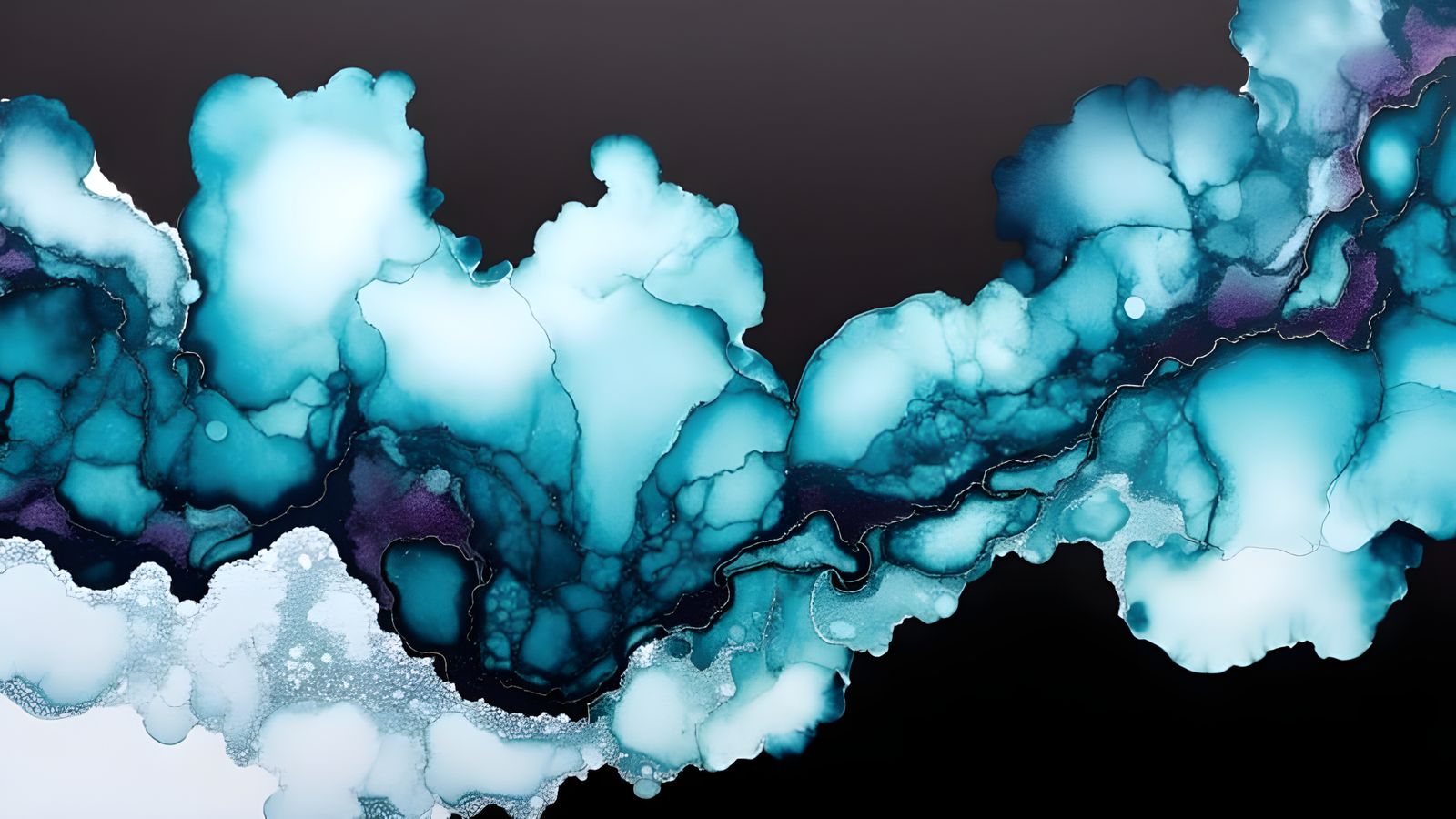 Abstract Alcohol Inks With Purple Marbling and Dripping Pain...