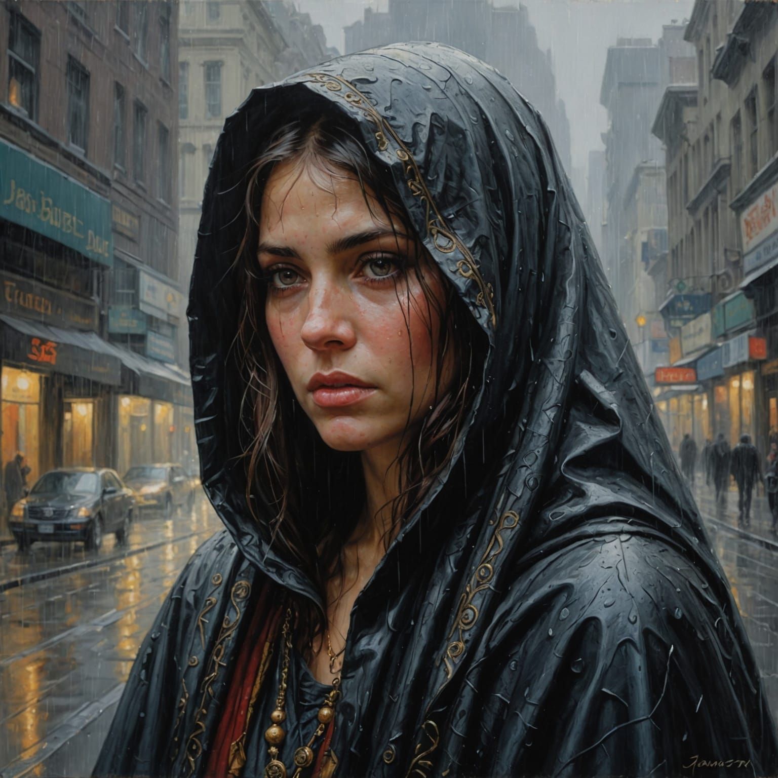 Soul Cleansing: An Oil Painting of Tears and Rain