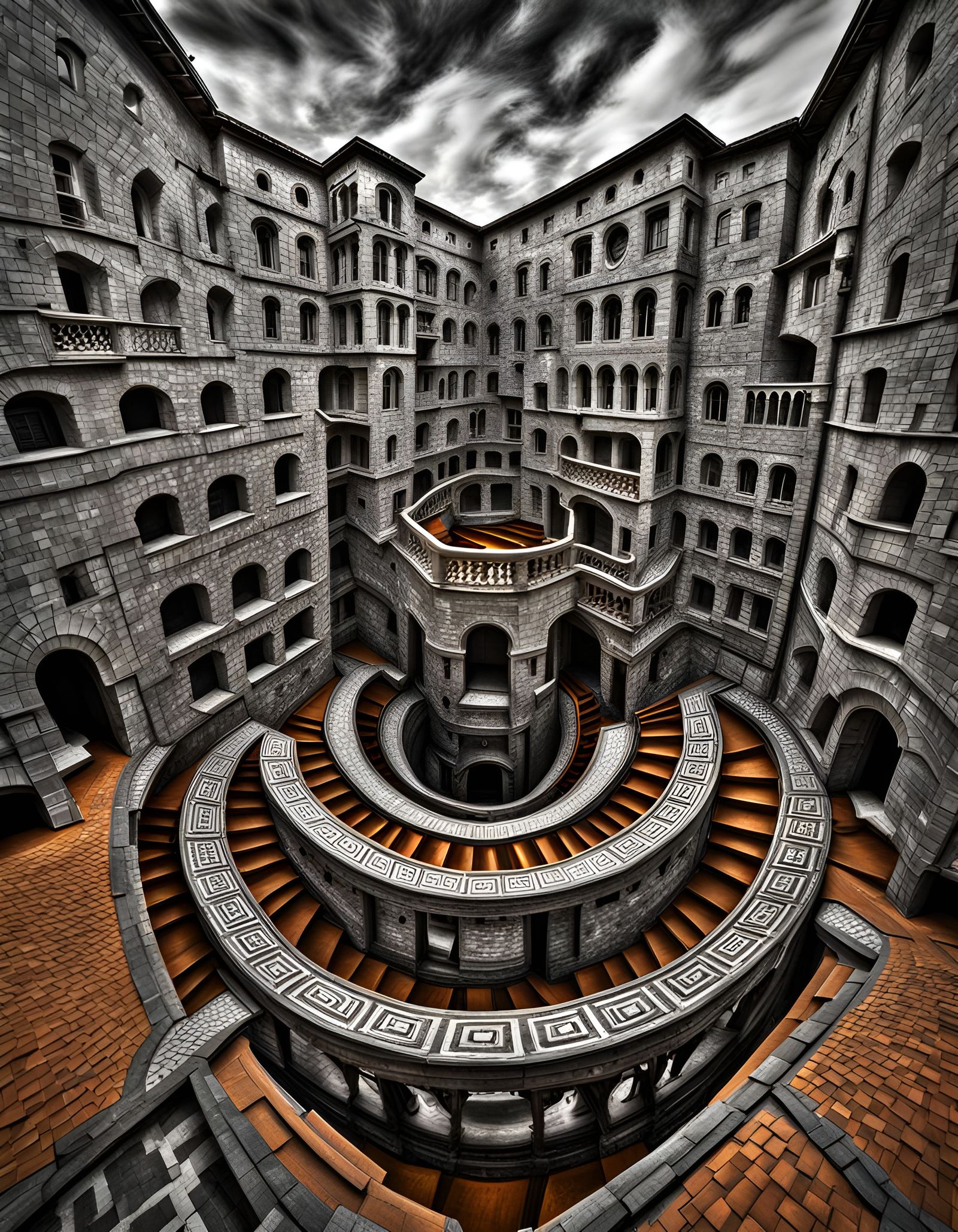 Surreal Optical Illusion in Escher Style