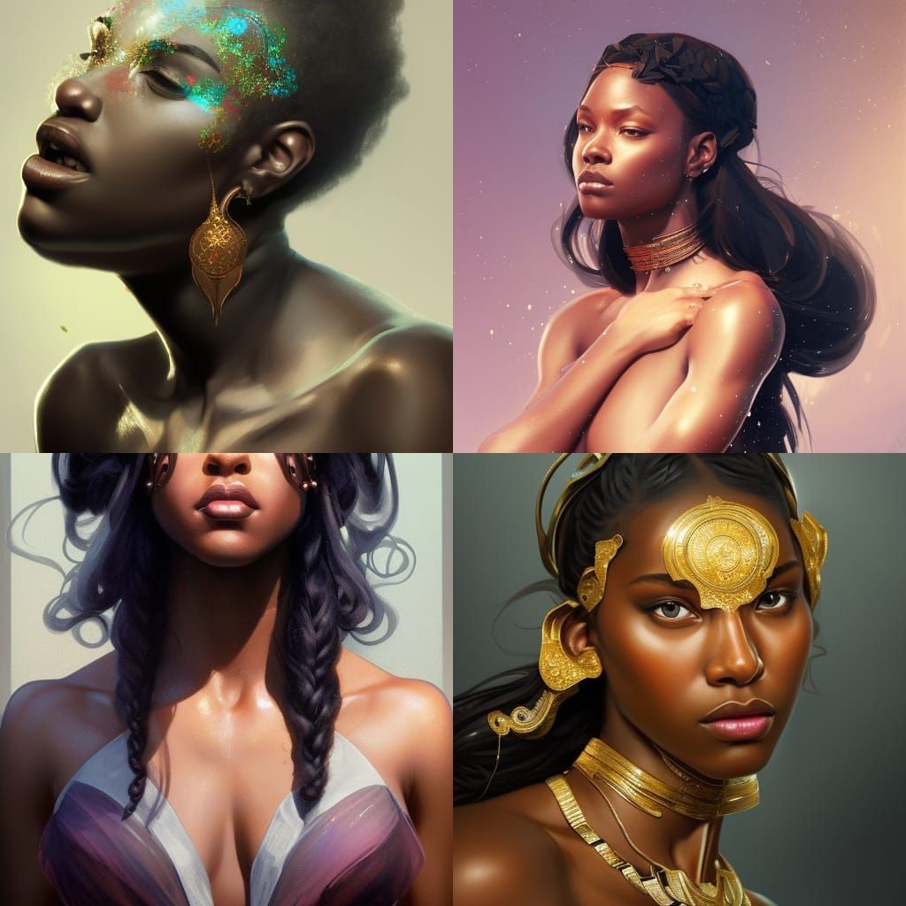 Black Goddess Portrait in Hyperdetailed Digital Art
