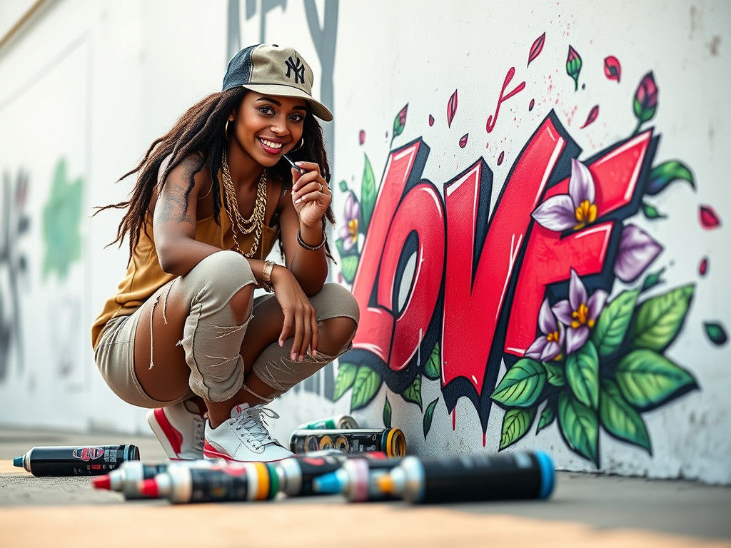 Street Artist Creates Graffiti Artwork with Botanical Elemen...