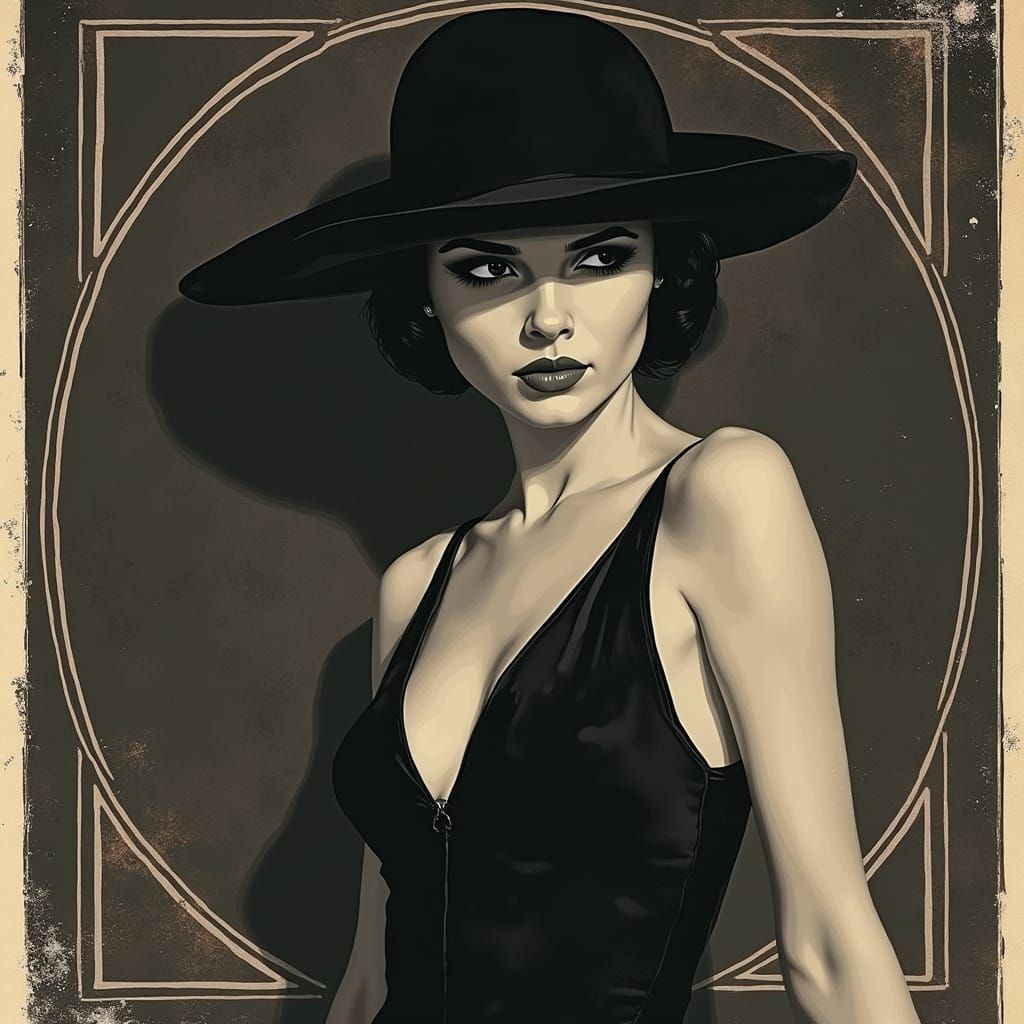 Louise Brooks on Vintage Movie Poster in Noir Style