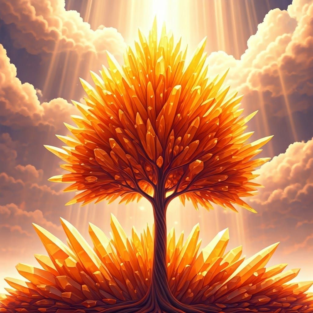 Glowing Crystal Tree Reflects Heavenly Sunshine