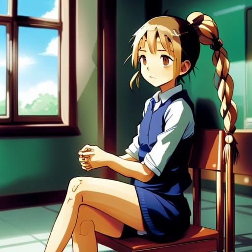 Classroom Scene in Anime Style