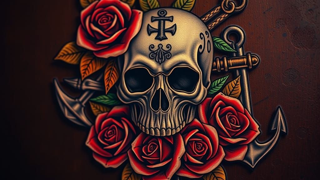 Tattoo Art: Skulls, Roses, and Anchors