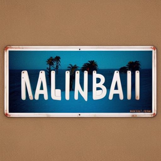 Dramatic Malibu Beach Sign Digital Painting