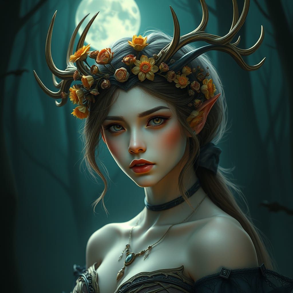 A mesmerizing high-detail portrait of a captivating female fantasy character, inspired by artists such as Yoann Lossel, ...