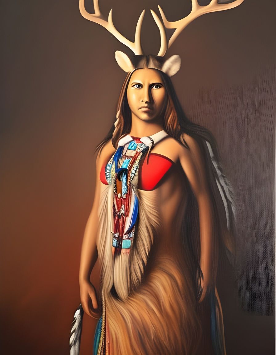 deer spirit beautifully detailed, oil on canvas