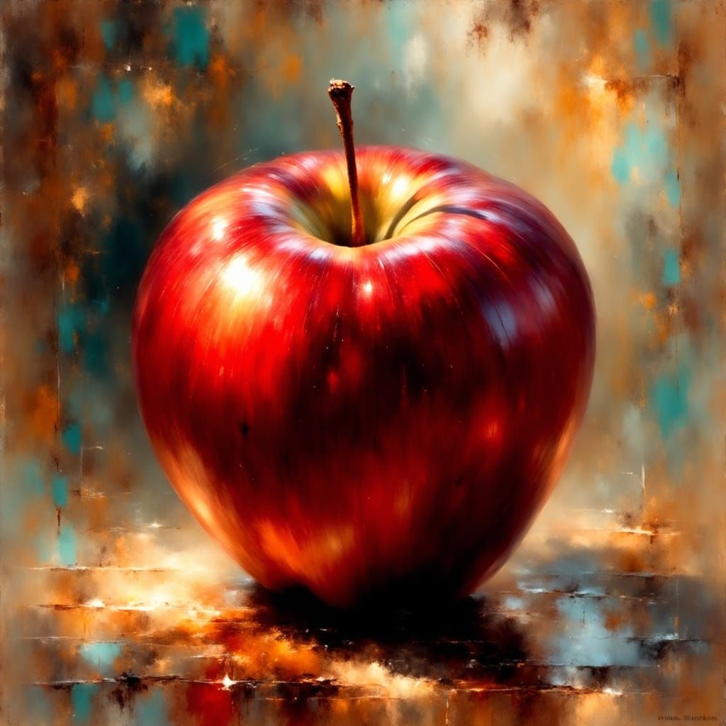 A Hyperrealistic Crimson Pera Rossa Apple in the Style of Gu...