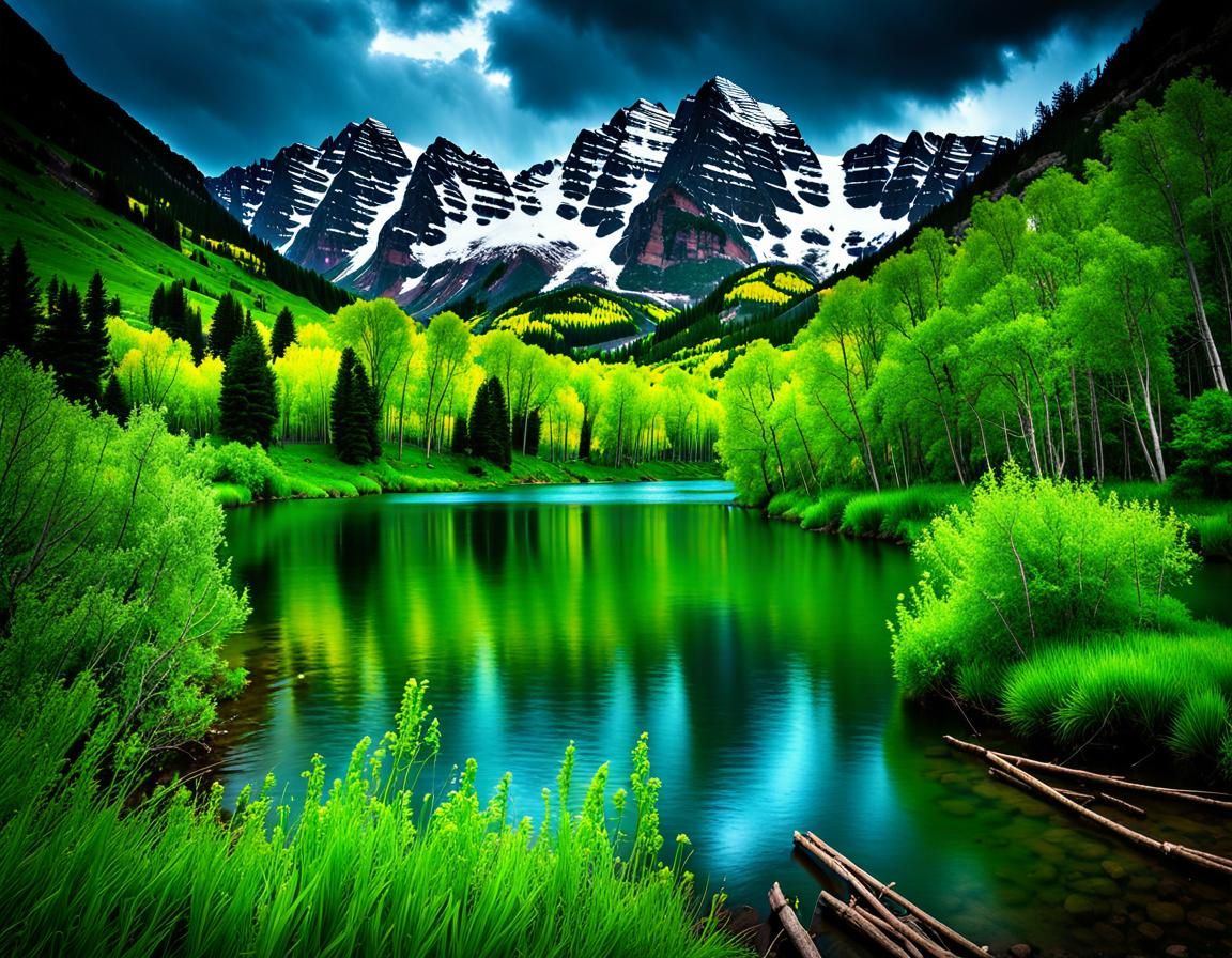 Mythological Maroon Bells Landscape in Colorado